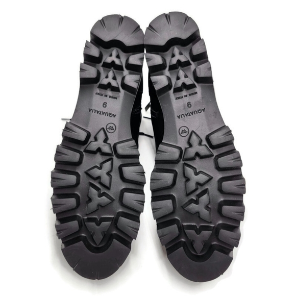 Aquatailia Morena Black & Olive Colorblock Leather Lace-Up Lug Sole Combat Boots - Picture 9 of 12